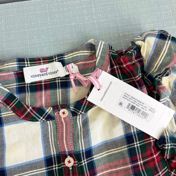 Vineyard Vines Girls' Soft Twill Ruffle Top Royal Stewart Marsh Medium NWT - Picture 6 of 6